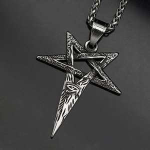 Gothic Viking Devil Eye Pentagram Charm Necklace Fashion Mens Stainless Steel Pendant Juvenile Gift Biker Jewelry Accessories - Product Image 4