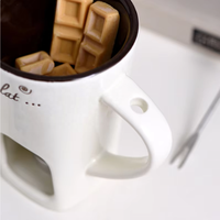 Tasse à fondue au chocolat en céramique blanche 130 ml, chauffe-bougie à tealight, cadeau de Saint-Valentin et de mariage, vente en gros