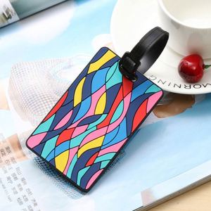 Étiquettes de bagage géométriques K1435 – Porte-adresses pour valise, étiquette souple en silicone PVC pour sac de voyage, étiquette d'identification de bagage - Product Image 4