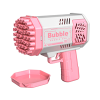 Offre Spéciale Pistolet à Bulles 40 Trous Gatling Mini Version Bleu Spatial Lumineux Jouet d'Extérieur pour Enfants Lance-Roquettes Machine à Bulles