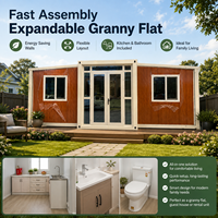 Maison préfabriquée à assemblage rapide avec murs à économie d'énergie, aménagement flexible, maison extensible pour projets de logements complémentaires