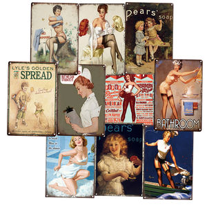 <span class=keywords><strong>Pin</strong></span> <span class=keywords><strong>Up</strong></span> salle de bain décor mur bar artisanat ancienne impression rétro signe vip salon Vintage métal affiche logo étain voiture plaque Offre Spéciale - Product Image 1