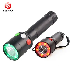 Chuyên Long Range Hợp Kim Nhôm Tricolour Torch Đường Sắt Tín Hiệu Led Sạc Đèn Pin