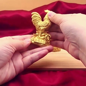 Yuanbao du zodiaque chinois, coq, décoration de bureau à domicile, porte-bonheur et Ruyi, Yuanbao en cuivre, coq doré, générateur de richesse - Product Image 2