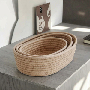 Skymove keranjang penyimpanan anyaman kustom baru keranjang penyimpanan rak ruang pengatur tali katun bulat untuk mengatur tempat penyimpanan - Product Image 6