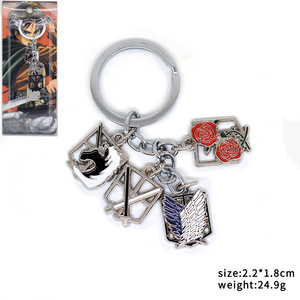 Porte-clés en métal Anime L'Attaque des Titans <span class=keywords><strong>Eren</strong></span> Jaeger, pendentif, breloque pour sac à dos, cadeau pour les fans - Product Image 2