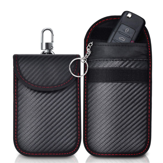 Carbon Fiber Faraday Key Fob Protector Compact Car Key Signal Blocking Faraday Pouch Pocket Size Car Key Wallets Faraday Bag