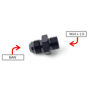 อะแดปเตอร์ AN6 ชายแบบฟลาร์ก ต่อกับ M14x1.5 เมตริก แบบตรง ผลิตจากอะลูมิเนียม CNC สำหรับระบบเชื้อเพลิงและน้ำมัน  ข้อต่อปั๊มน้ำมันและออยล์คูลเลอร์ สีดำ - Product Image 4