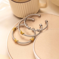Bracelet croisé torsadé en argent bicolore 18K pour femmes Designer Dupes Fashion Charm Jewelry Two Tone Bangle Cuff