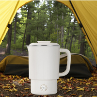 Bouilloire électrique pliable en acier inoxydable de qualité supérieure, robuste, chauffe rapidement, arrêt automatique, pliable, 0,8 L