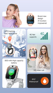 Montre connectée pour enfants Android 4G avec caméra double rotative à 360°, verrouillage à angle libre, appels vidéo, GPS, SOS, IP67, Smart - Product Image 6