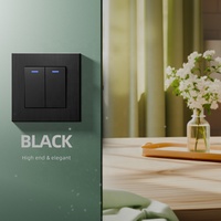 EU Or Noir Gris Argent Interrupteur de lumière Couleur Panneau en aluminium brossé 2 gangs 1 voie 2 voies Interrupteur d'alimentation électrique