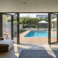 Porte pliante en aluminium à double vitrage, design moderne EBON, pour balcon extérieur, villa, patio, usage commercial, thermique