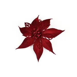 고품질 현실적인 크리스마스 꽃 실내 장식 Poinsettia 줄기 크리스마스 Poinsettia