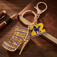 Pendentifs et breloques en métal, design 3D ajouré, motif chaussure à talon haut, bleu jaune diamant, thèmes grecs, socials, Pretty Poodle, Sigma Gamma Rho, bijoux