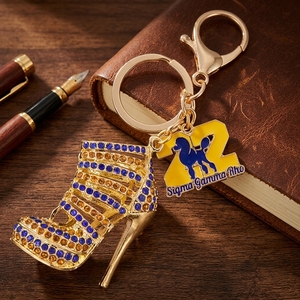 Colgantes <span class=keywords><strong>de</strong></span> metal con diseño 3D hueco <span class=keywords><strong>de</strong></span> diamante azul y amarillo, con forma <span class=keywords><strong>de</strong></span> zapato <span class=keywords><strong>de</strong></span> tacón alto, y dijes <span class=keywords><strong>de</strong></span> joyería con motivos griegos, sociales, Pretty Poodle, Sigma Gamma Rho - Product Image 2