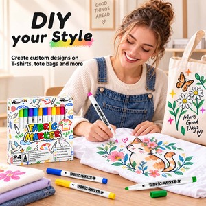 En stock – Marqueurs textiles permanents <span class=keywords><strong>Ishow</strong></span> 24 couleurs, corps blanc, à base d'eau, pour vêtements, t-shirts, couvertures, coloration DIY - Product Image 3