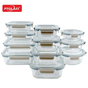 11 SET High Boro silicate <span class=keywords><strong>Glass</strong></span> Storage, BPA-freie Bento-Brot dosen, Glasmahlzeit-Zubereitung behälter mit Glas deckeln - Product Image 1