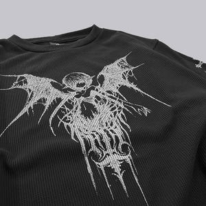 T-shirts pour hommes à manches courtes en tricot gaufré personnalisé, 100% coton, noir, coupe ample, vierge, 250g, logo sur le devant - Product Image 3