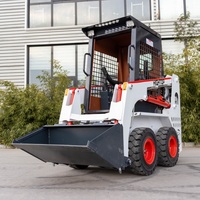 HTL25 Mini Skid Steer Loader dengan Kabin dan Roda, Log Loader, Front Loader Kapasitas 2 Ton, Mesin Diesel, Bucket