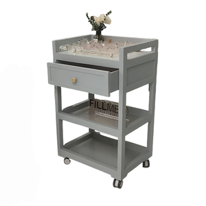 Chariot de Salon Moderne en Plastique à Roulettes avec Tiroir et Étagères Ouvertes pour Salon de Beauté, Spa, Clinique - Product Image 3