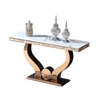 Table de console de luxe en acier inoxydable avec plateau en marbre pour hall d'entrée, table de contrôle, table de hall, table de foyer, mobilier pour hôtel familial, salon
