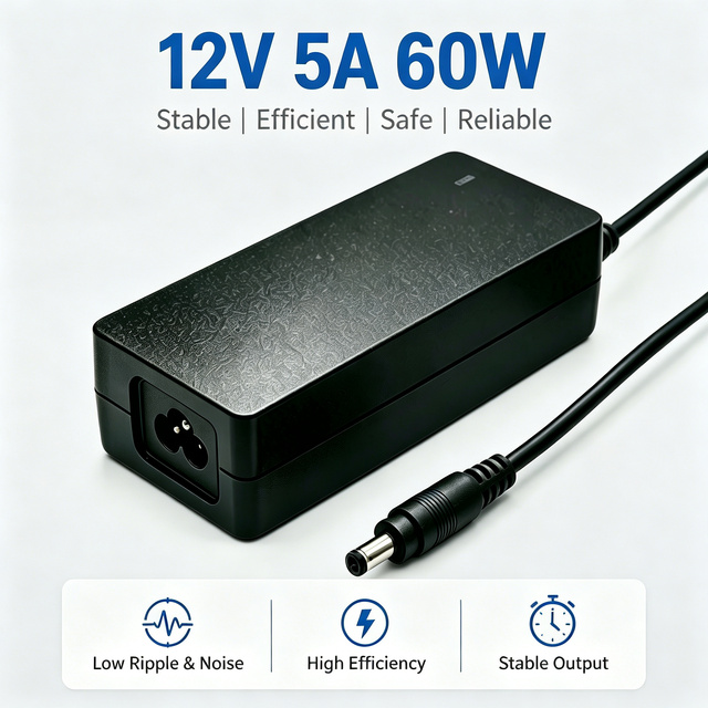 Industrial Grade 12V 5A 60W Power Supply AC DC Desktop Adapter /FCC Certified 1.2-3m Cable CCTV Security Medical System