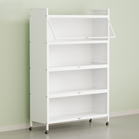 Armoire de rangement multi-niveaux en acier au carbone grande capacité avec portes cannelées anti-poussière, roulettes pivotantes verrouillables, étagère de rangement