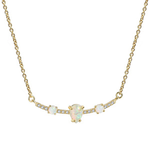 New Design Bohemia <b>Opal</b> Charm Necklace 18K Gold Plated Link Chain Fashion Brass Claw Setting <b>Pendant</b> 20inches Unisex Anniversary - Product Image 2