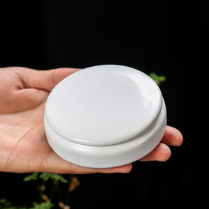 Petit pot de <span class=keywords><strong>rouge</strong></span> à lèvres rond en céramique <span class=keywords><strong>rouge</strong></span> antique, finition émaillée colorée, pour mini-emballage de thé, emballage à bulles plat pour stockage, vente en gros - Product Image 2