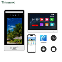 Interphone vidéo Android Thinmoo, vidéophone, reconnaissance faciale, code carte, écran tactile 5 pouces, pour immeuble multi-appartements