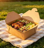 Boîte alimentaire carrée en papier kraft avec logo personnalisé, à fermeture à pression, jetable, pliable, pour emporter, Shandong