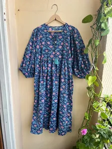 Robe maxi bohème tuniques indiennes imprimées en blocs robes à main robe longue en coton indien robe imprimée indienne - Product Image 3