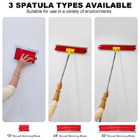 Kit d'outils de peinture et de mastic en acier inoxydable, grattoirs rouges de 25/60/80 cm, rallonge de rouleau de 9 pouces et spatules (poignée en caoutchouc)