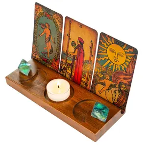Özelleştirilmiş sıcak satıcı ahşap Tarot kart standı Tarot okuma aksesuarları Tarot kartı ekran Pagan Wiccan sunak malzemeleri