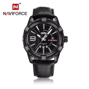 Montres de luxe décontractées lumineuses NAVIFORCE 9117 pour hommes, affichage jour et date, montres-bracelets à quartz en cuir étanches pour hommes - Product Image 1