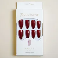24 stuks wijnrode Y2K trendy kunstnagels, volle nageltips, voor op de vingers, hoge kwaliteit ABS plastic kunstnagels