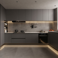 Solusi Proyek Pabrik Foshan Desain Modern Gaya Minimalis Lemari Dapur Kustom Lemari Dapur Kayu untuk Apartemen