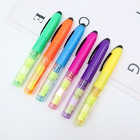 Mini bloc-notes adhésif deux-en-un avec pointe de pinceau oblique, stylo fluorescent 6 couleurs, multicolore, cadeau publicitaire