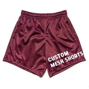 Pantalones cortos de malla en blanco de colores, shorts de baloncesto de malla de poliéster de doble capa, shorts de malla personalizados