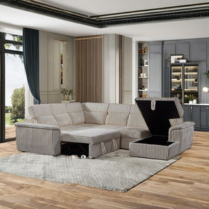 Conjunto de sofá en forma de U con marco de madera de tipo nórdico, muebles para sala de estar, sofá cama extensible para Hotel con sofá de almacenamiento - Product Image 5