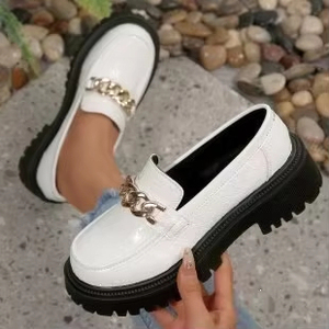 Mocasines de Plataforma con Cadena Metálica y Estampado de Cocodrilo para Mujer, Zapatos Casuales con Aumento de Altura para Uso Diario - Product Image 2