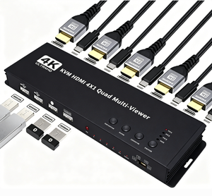 สวิตช์ H DMI 1.4 KVM <span class=keywords><strong>USB</strong></span> 2.0 4 อินพุต 1 เอาต์พุต แยกหน้าจอ, 4K 30Hz, ควบคุมเสียง วิดีโอ คีย์บอร์ดเมาส์ <span class=keywords><strong>USB</strong></span> สำหรับแล็ปท็อป/พีซี 4 เครื่อง - Product Image 3