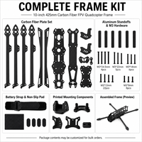 Kit de châssis de drone FPV en fibre de carbone CNC personnalisé de 10 pouces, empattement de 425 mm avec bras de 7 mm pour quadricoptère longue portée et freestyle