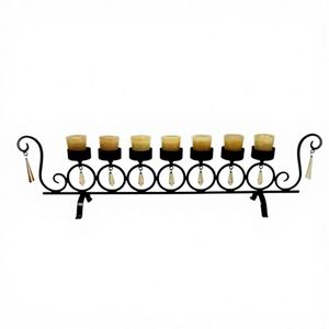 Portavelas de Metal Negro de Hierro Ecológico Hecho a Mano con Diseño Moderno para 7 Velas de Té, Decoración del Hogar, Decoración Navideña - Product Image 1