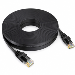Cable de Conexión Ethernet Plano Cat6 OEM ODM, 32AWG RJ45 UTP, Cable de Red LAN de Cobre Desnudo, Negro, Longitud Personalizada de 0.5m-30m - Product Image 1
