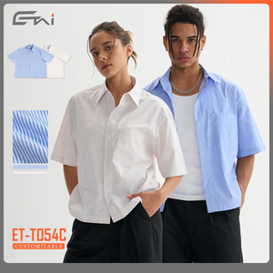 Chemise boutonnée pour <span class=keywords><strong>homme</strong></span> en polyester, coupe ample et courte, à rayures estivales, manches courtes, style formel et professionnel - Product Image 3