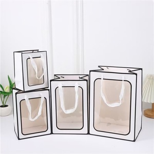 Sacs de courses avec fenêtre, sacs cadeaux en papier brun avec fenêtre transparente, sacs de courses en papier avec fenêtre - Product Image 4