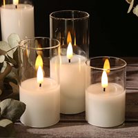 Bougies LED sans flamme de haute qualité en gros, décorations de Ramadan, bougies LED en verre acrylique pour mariage et fête