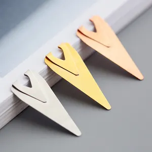 Mini Brief metal hollow-out triangle flat bookmark clip label silver rose gold paper clip book holder